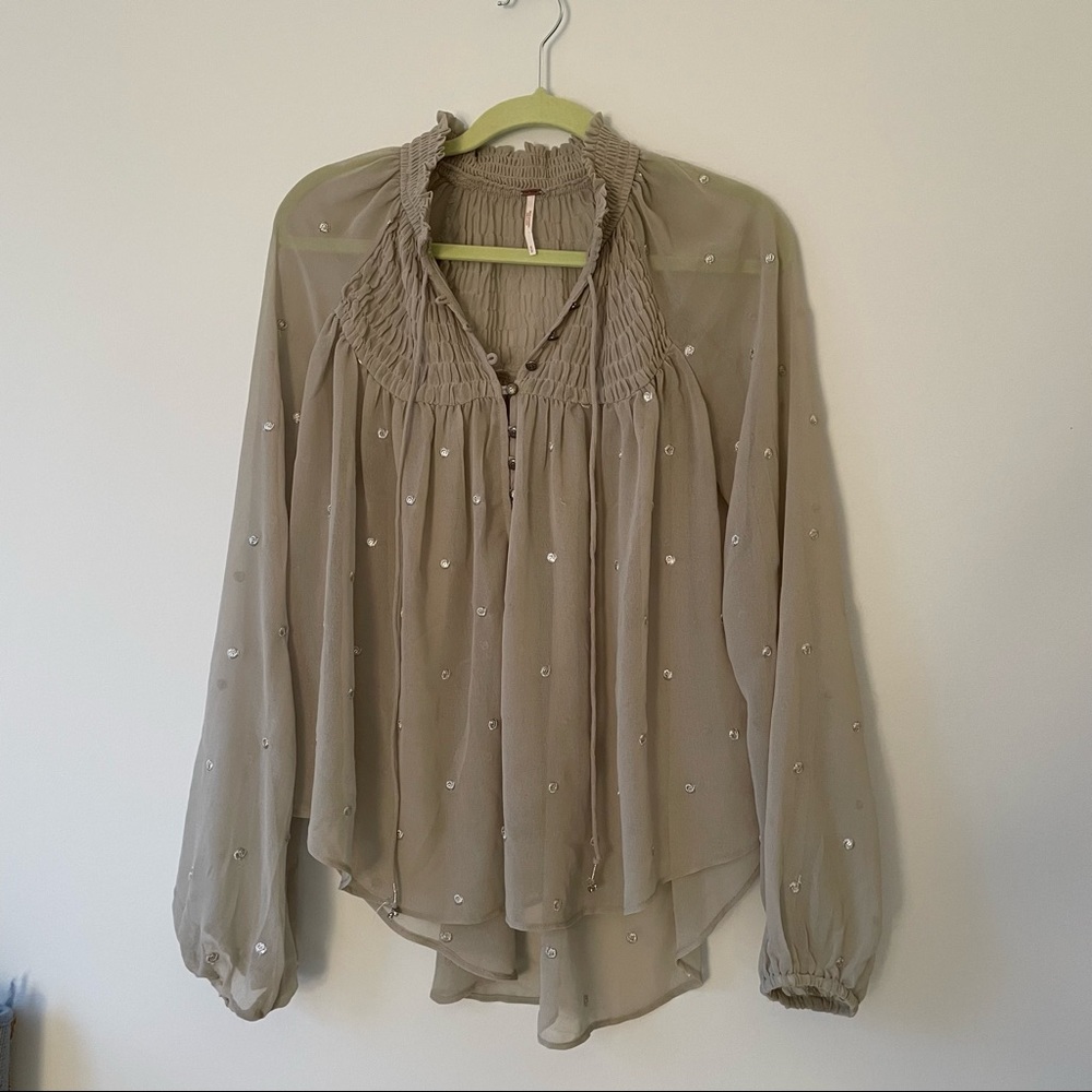 Polka Dot Free People Blouse